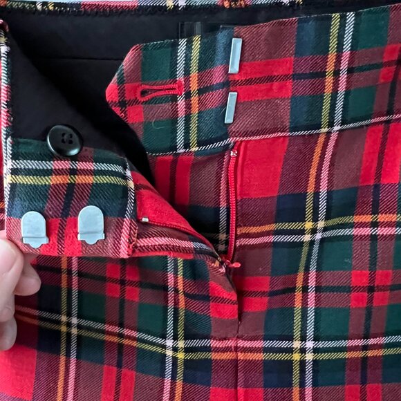 J. Crew Cameron Tartan Slim Leg Trousers Plaid 2 Way Stretch Wool Cropped - Picture 6 of 9